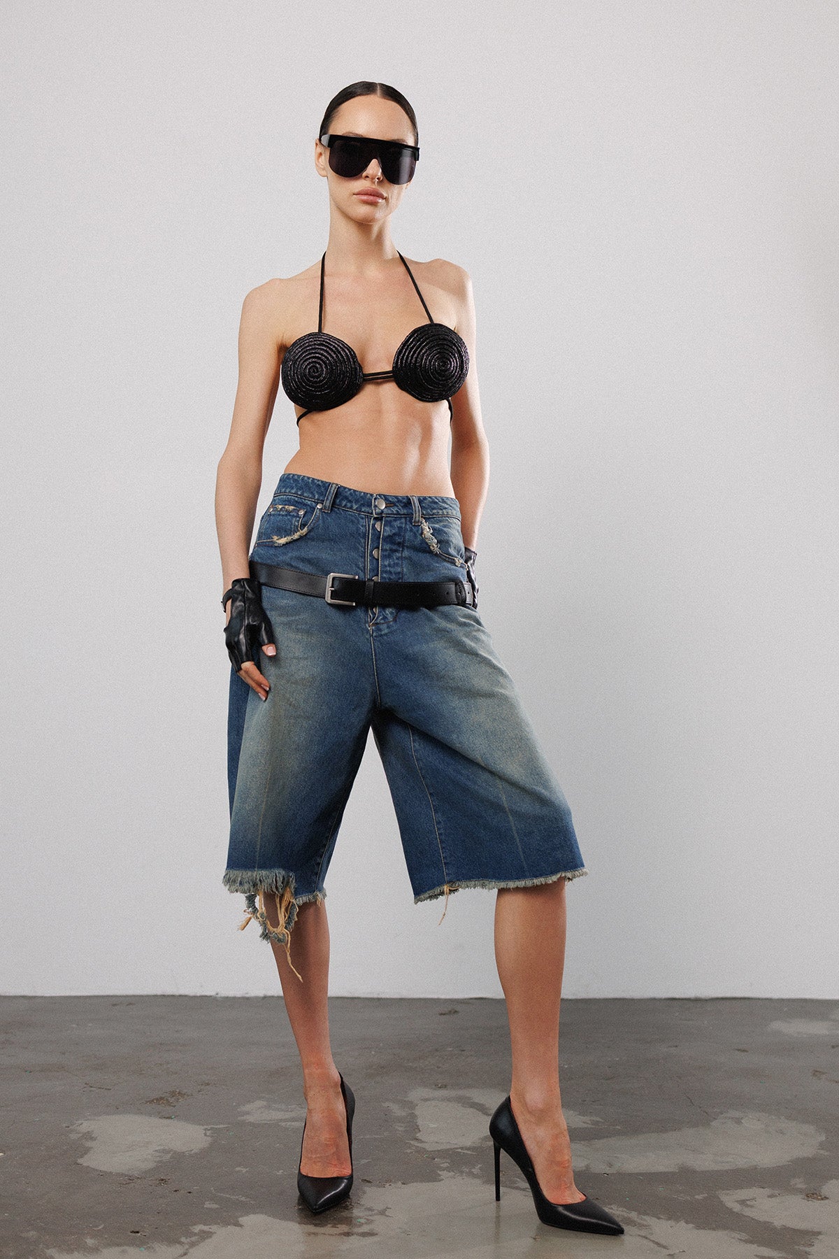 "Broken" Bermuda Denim Shorts