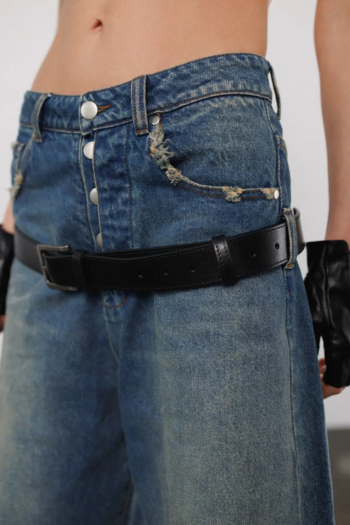 "Broken" Bermuda Denim Shorts