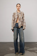 "Contour" Asymmetric Plaid Shirt