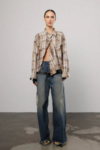 "Contour" Asymmetric Plaid Shirt