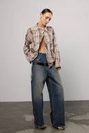 "Contour" Asymmetric Plaid Shirt