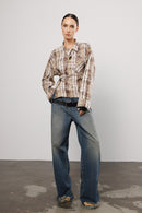 "Contour" Asymmetric Plaid Shirt