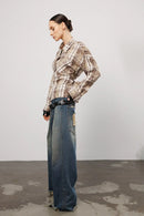 "Contour" Asymmetric Plaid Shirt
