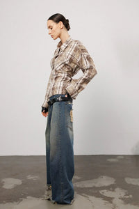 "Contour" Asymmetric Plaid Shirt