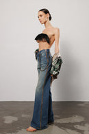 "Line" Zipper Flared Jeans