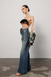 "Line" Zipper Flared Jeans