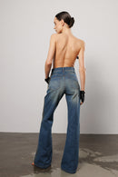 "Line" Zipper Flared Jeans