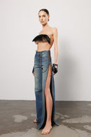 "Line" Zipper Flared Jeans