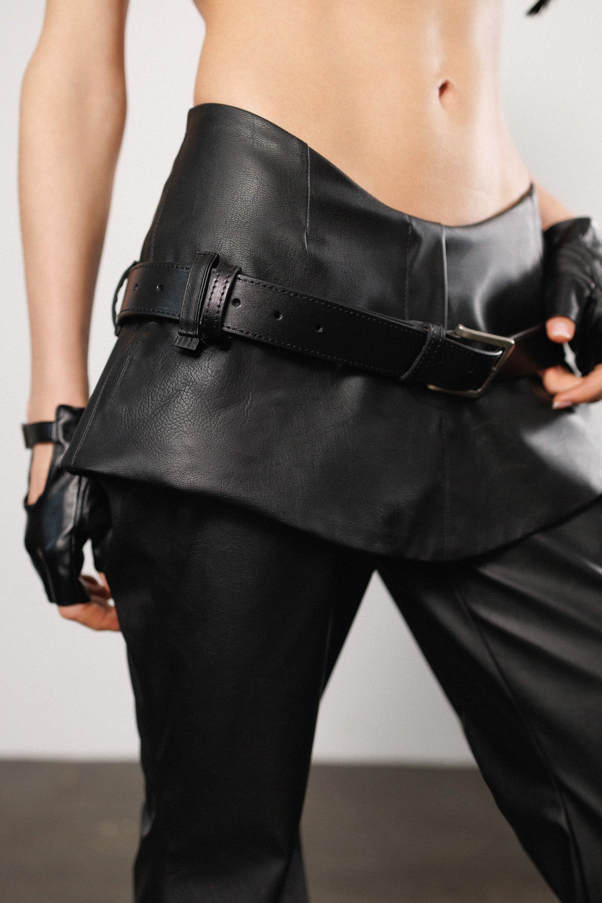 "Disconnected" Skirt Faux Leather Pants