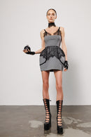 Rochie tip baby doll "Curve" cu bretele tip salopetă