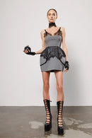 "Curved" Baby Doll Dress wit Suspender Straps