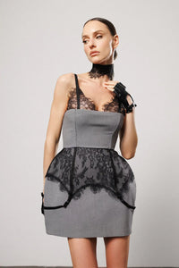 "Curved" Baby Doll Dress wit Suspender Straps