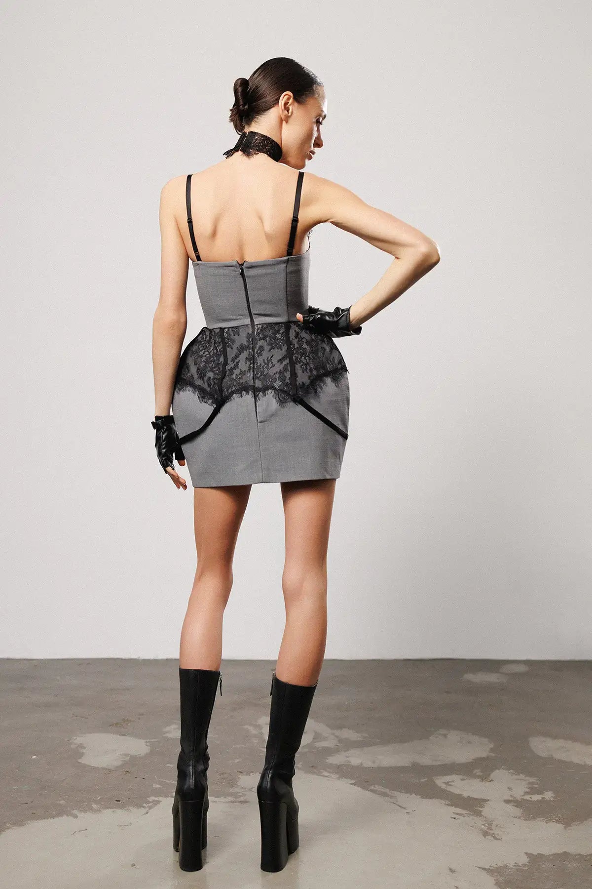 "Curved" Baby Doll Dress wit Suspender Straps