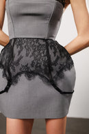 Rochie tip baby doll "Curve" cu bretele tip salopetă