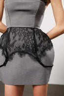 "Curved" Baby Doll Dress wit Suspender Straps