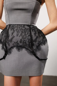 "Curved" Baby Doll Dress wit Suspender Straps