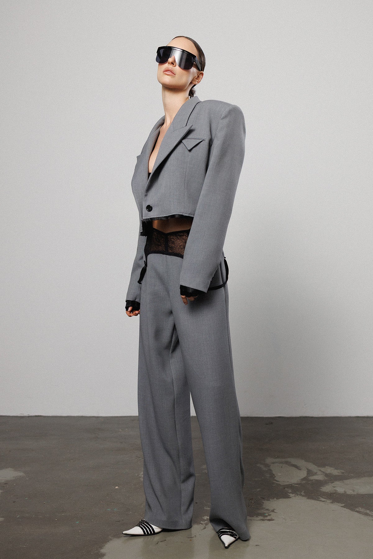 "Denial" Distressed Cropped Blazer