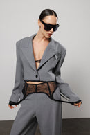 "Denial" Distressed Cropped Blazer