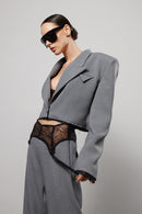 "Denial" Distressed Cropped Blazer