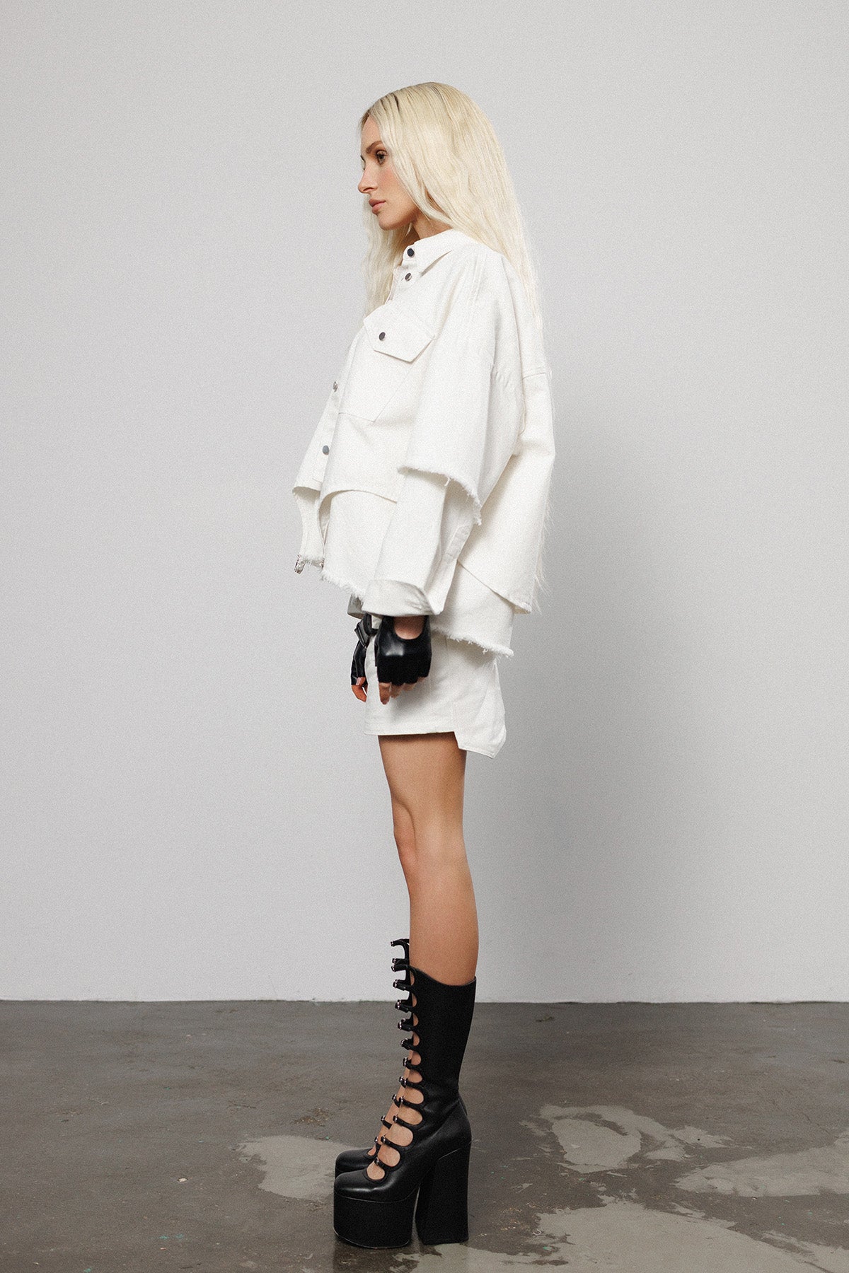 "Ghosting" Denim Layered Shirt