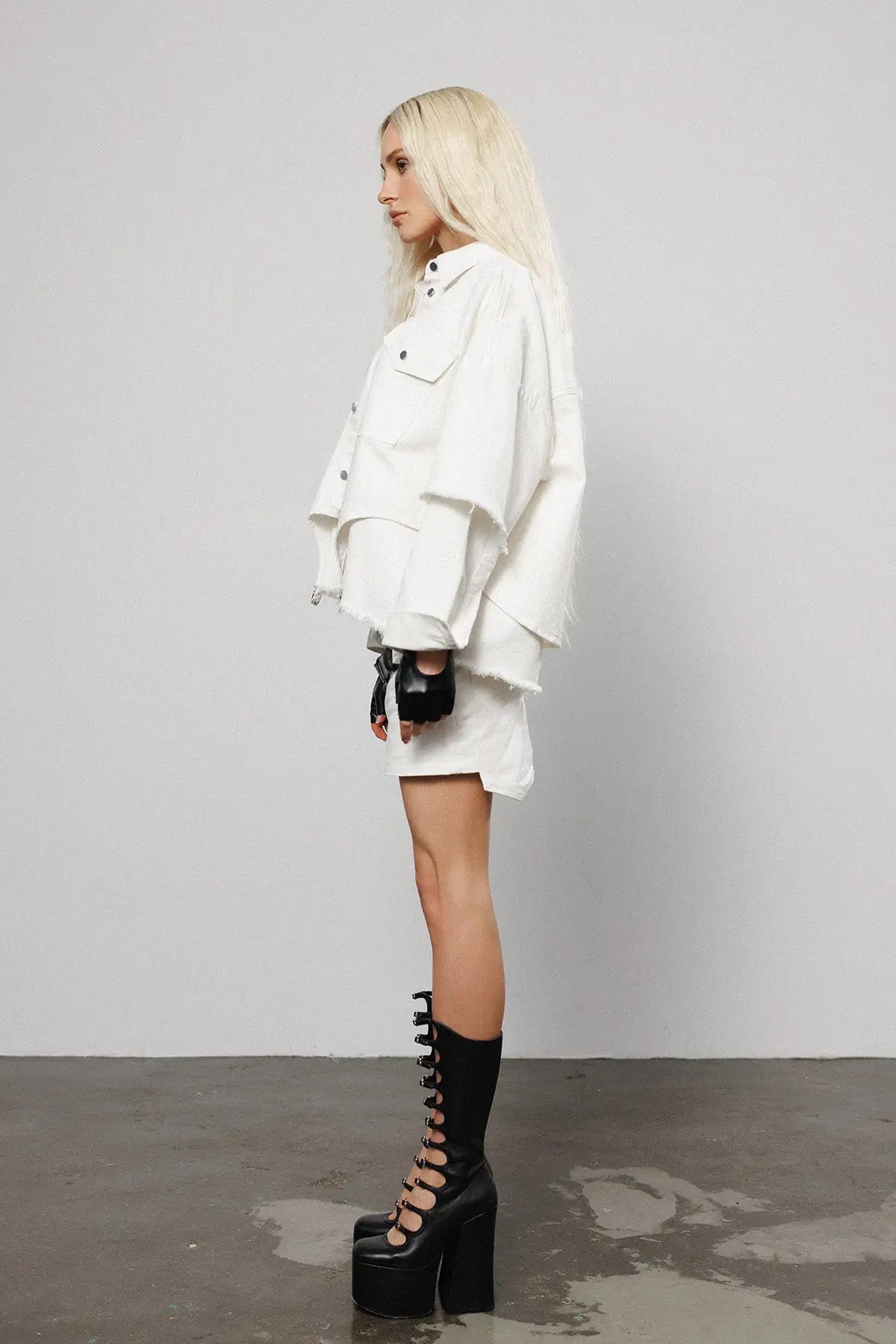 "Ghosting" Denim Layered Jacket
