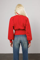 "Love" Distressed Cropped Zip-Up Jacket