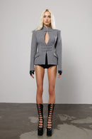 "Deep connection" Grey Cut-Out Structured Blazer