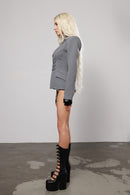 "Deep connection" Grey Cut-Out Structured Blazer