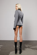"Deep connection" Grey Cut-Out Structured Blazer