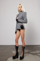 "Deep connection" Grey Cut-Out Structured Blazer