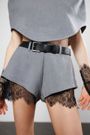 "No signal" Shorts with Lace