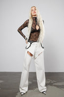 "Back online" Cut-Out White Jeans