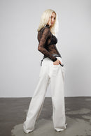 "Back online" Cut-Out White Jeans