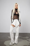 "Back online" Cut-Out White Jeans