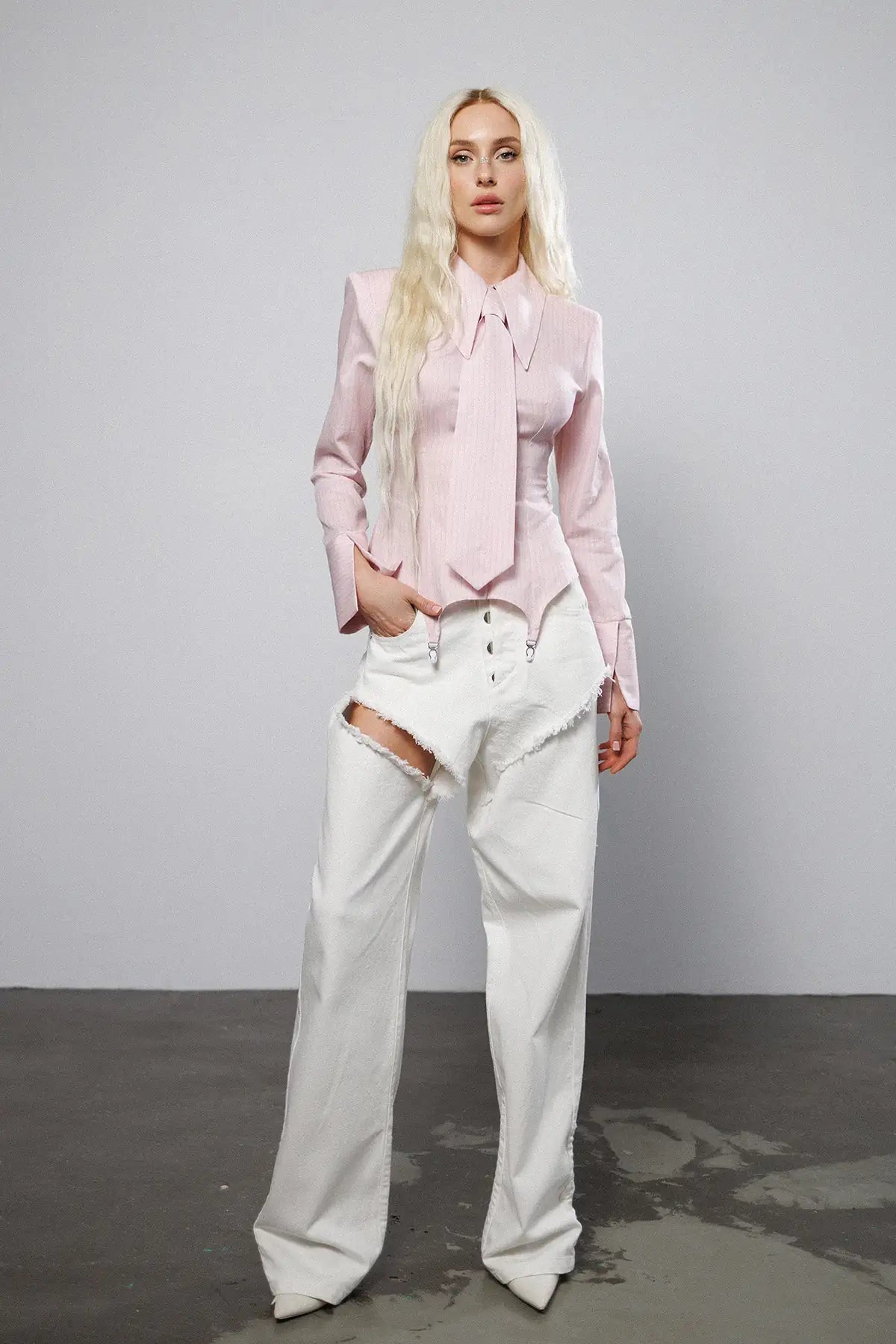 "Soft reset" Garters Shirt with Tie