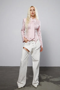 "Soft reset" Garters Shirt with Tie