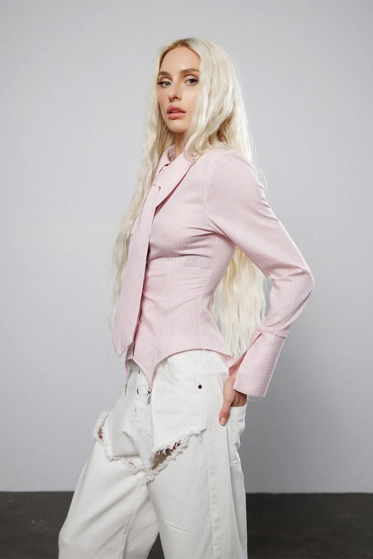 "Soft reset" Garters Shirt with Tie