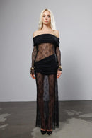 "Typing" Maxi Lace Dress