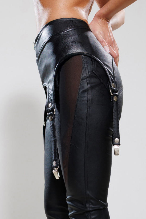 "Starseed" Leather Pants with Suspenders